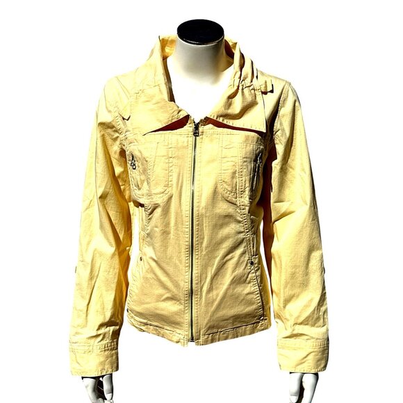 Chicos Yellow Lightweight Zip Up Jacket Casual Utility Style Travel Friendly - Picture 1 of 11